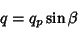 \begin{displaymath}
q=q_p\sin\beta
\end{displaymath}