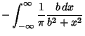 $\displaystyle -\int_{-\infty}^\infty {1\over \pi} {b\,dx\over b^2+x^2}$