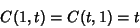 \begin{displaymath}
C(1,t)=C(t,1)=t
\end{displaymath}