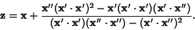 \begin{displaymath}
{\bf z}={\bf x}+{{\bf x}''({\bf x}'\cdot{\bf x}')^2-{\bf x}'...
...\bf x}')({\bf x}''\cdot{\bf x}'')-({\bf x}'\cdot{\bf x}'')^2}.
\end{displaymath}