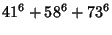 $\displaystyle 41^6+58^6+73^6$