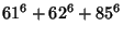 $\displaystyle 61^6+62^6+85^6$