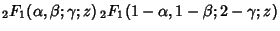 ${}_2F_1(\alpha, \beta; \gamma; z)\,{}_2F_1(1-\alpha, 1-\beta; 2-\gamma; z)$