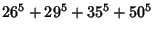 $\displaystyle 26^5+29^5+35^5+ 50^5$