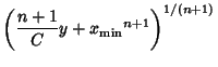 $\displaystyle \left({{n+1\over C} y+{x_{\rm min}}^{n+1}}\right)^{1/(n+1)}$