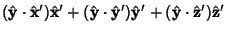 $\displaystyle (\hat {\bf y}\cdot\hat {\bf x}')\hat {\bf x}'
+(\hat {\bf y}\cdot\hat {\bf y}')\hat {\bf y}'+(\hat {\bf y}\cdot\hat {\bf z}')\hat {\bf z}'$