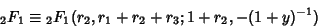 \begin{displaymath}
{}_2F_1\equiv {}_2F_1(r_2, r_1+r_2+r_3; 1+r_2, -(1+y)^{-1})
\end{displaymath}