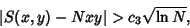 \begin{displaymath}
\vert S(x,y)-Nxy\vert>c_3\sqrt{\ln N},
\end{displaymath}