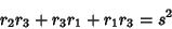 \begin{displaymath}
r_2r_3+r_3r_1+r_1r_3=s^2
\end{displaymath}