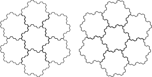 \begin{figure}\begin{center}\BoxedEPSF{flowsnake_tiling2.epsf scaled 850}\quad\BoxedEPSF{flowsnake_tiling3.epsf scaled 850}\end{center}\end{figure}