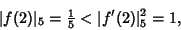 \begin{displaymath}
\vert f(2)\vert _5 = {\textstyle{1\over 5}} < \vert f'(2)\vert _5^2 = 1,
\end{displaymath}