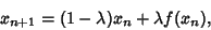 \begin{displaymath}
x_{n+1}=(1-\lambda)x_n+\lambda f(x_n),
\end{displaymath}