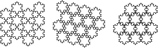 \begin{figure}\begin{center}\BoxedEPSF{KochSnowflakeTilings.epsf scaled 800}\end{center}\end{figure}