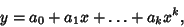 \begin{displaymath}
y = a_0+a_1x+\ldots +a_kx^k,
\end{displaymath}