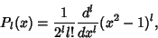 \begin{displaymath}
P_l(x) = {1\over 2^l l!} {d^l\over dx^l} (x^2-1)^l,
\end{displaymath}