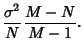 $\displaystyle {\sigma^2\over N} {M-N\over M-1}.$