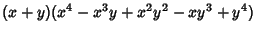 $\displaystyle (x+y)(x^4-x^3y+x^2y^2-xy^3+y^4)$