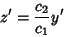 \begin{displaymath}
z'={c_2\over c_1}y'
\end{displaymath}