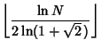 $\displaystyle \left\lfloor{\ln N\over 2\ln(1+\sqrt{2}\,)}\right\rfloor$