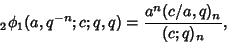 \begin{displaymath}
{}_2\phi_1(a,q^{-n};c;q,q)={a^n(c/a,q)_n\over(c;q)_n},
\end{displaymath}