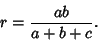 \begin{displaymath}
r={ab\over a+b+c}.
\end{displaymath}