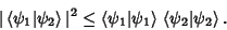 \begin{displaymath}
\vert\left\langle{\psi_1\vert\psi_2}\right\rangle{}\vert^2 \...
...\right\rangle{}\left\langle{\psi_2\vert\psi_2}\right\rangle{}.
\end{displaymath}