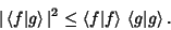 \begin{displaymath}
\vert\left\langle{f\vert g}\right\rangle{}\vert^2\leq \left\...
...f\vert f}\right\rangle{}\left\langle{g\vert g}\right\rangle{}.
\end{displaymath}