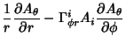 $\displaystyle {1\over r}{\partial A_\theta\over\partial r}-\Gamma_{\phi r}^iA_i{\partial A_\theta\over\partial\phi}$