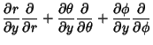 $\displaystyle {\partial r\over\partial y} {\partial\over\partial r} + {\partial...
...over\partial\theta} + {\partial\phi\over\partial y} {\partial\over\partial\phi}$