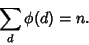 \begin{displaymath}
\sum_d \phi(d)=n.
\end{displaymath}