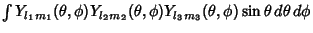 $\int Y_{l_1m_1}(\theta,\phi)Y_{l_2m_2}(\theta,\phi)Y_{l_3m_3}(\theta,\phi)\sin\theta\,d\theta\,d\phi$